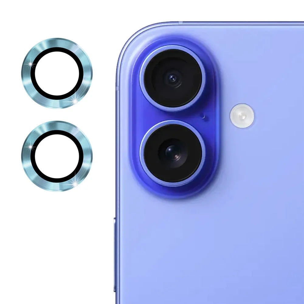 ENKAY HAT PRINCE 1Set For iPhone 16 / 16 Plus Camera Lens Film High Alumina Silicon Glass Lens Protector - Blue - 1