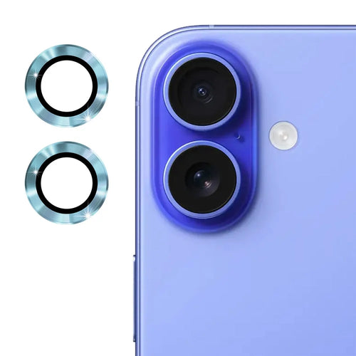 ENKAY HAT PRINCE 1Set For iPhone 16 / 16 Plus Camera Lens Film High Alumina Silicon Glass Lens Protector - Blue - 1