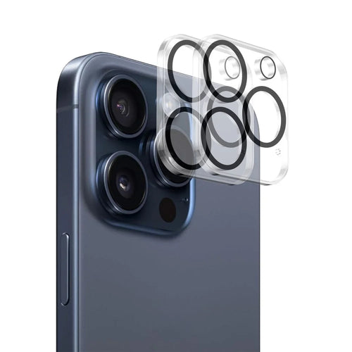 ENKAY HAT PRINCE 2Pcs For iPhone 16 Pro / 16 Pro Max Camera Lens Protector Black Ring Tempered Glass Lens Film - 1