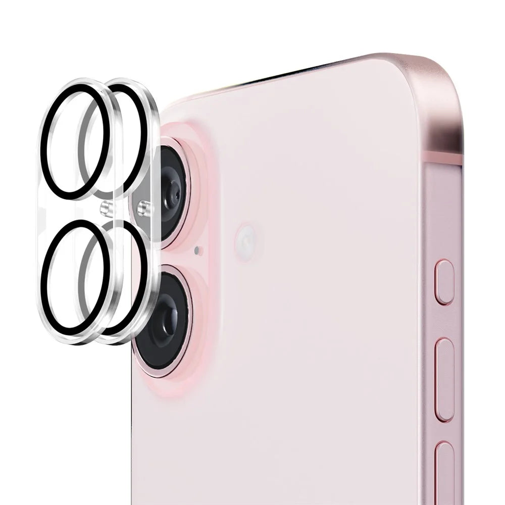 ENKAY HAT PRINCE 2Pcs For iPhone 16 / 16 Plus Camera Lens Film Black Ring Tempered Glass Lens Protector - 1