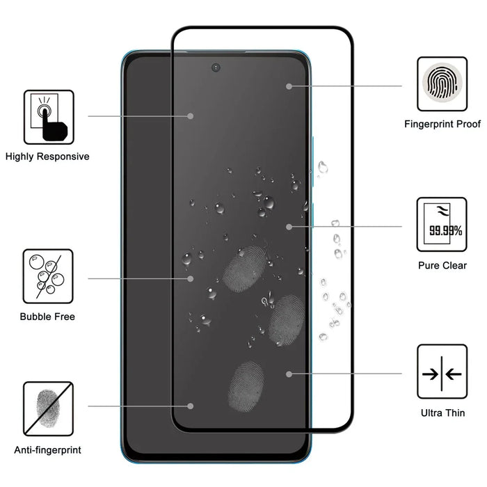 For OnePlus Nord CE4 Lite 5G AGC Tempered Glass with Black Edge Full Glue Full Coverage Screen Protector - 2