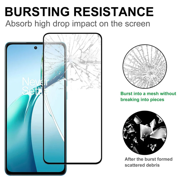 For OnePlus Nord CE4 Lite 5G AGC Tempered Glass with Black Edge Full Glue Full Coverage Screen Protector - 3