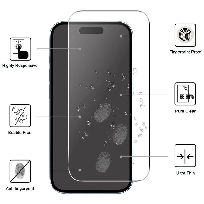 For iPhone 16 Plus Screen Protector 2.5D Arc Edge HD Clear Anti-Shatter Tempered Glass Film - 2