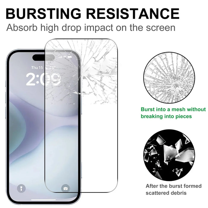 For iPhone 16 Plus Screen Protector 2.5D Arc Edge HD Clear Anti-Shatter Tempered Glass Film - 3