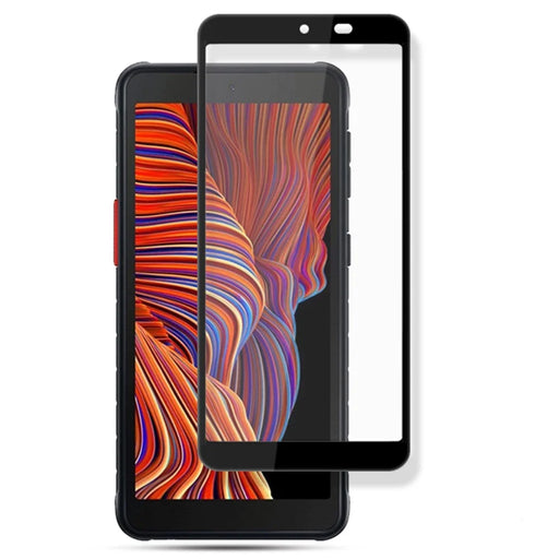 AMORUS For Samsung Galaxy Xcover 5 Tempered Glass Full Cover Abrasion-resistant Protector Secondary Hardening HD Clear Silk Printing Full Glue Film - Black - 1