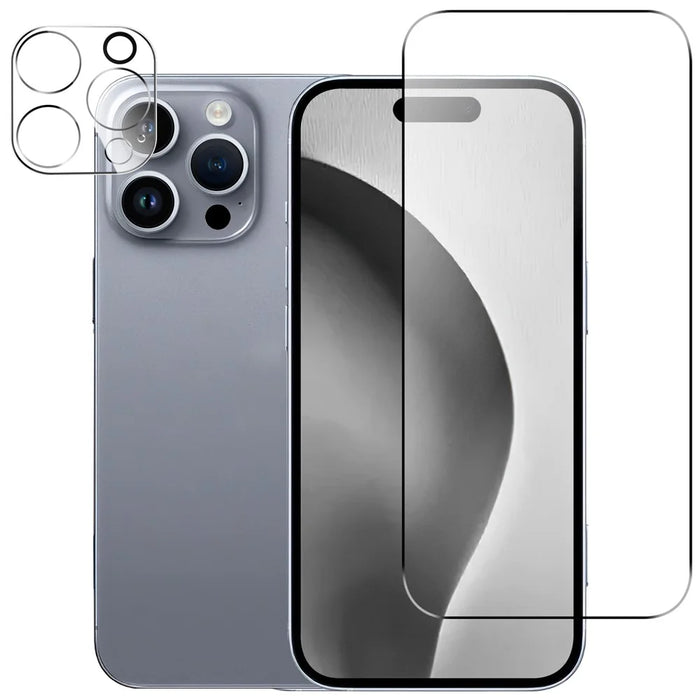 For iPhone 16 Pro Max Clear Tempered Glass Screen Protector Anti-Explosion Film + Camera Lens Protector - 1