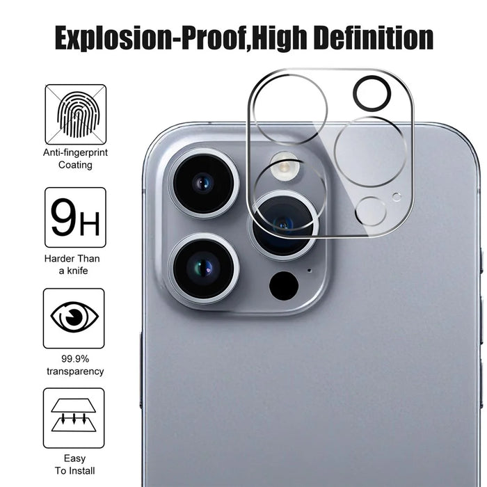 For iPhone 16 Pro Max Clear Tempered Glass Screen Protector Anti-Explosion Film + Camera Lens Protector - 3