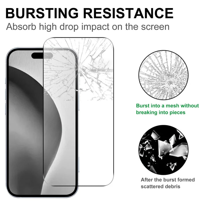 For iPhone 16 Pro Max Clear Tempered Glass Screen Protector Anti-Explosion Film + Camera Lens Protector - 4