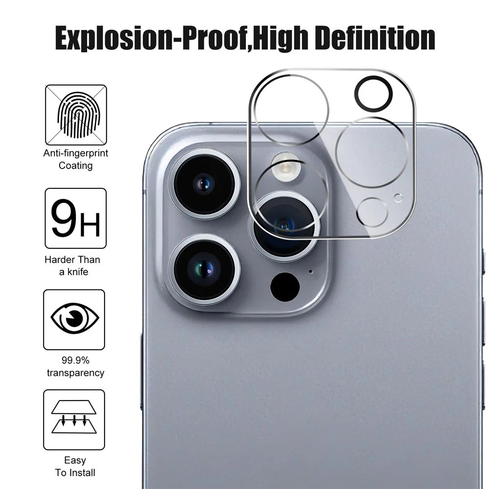 For iPhone 16 Pro Tempered Glass Screen Protector Anti-Scratch Film + Camera Lens Protector - 3
