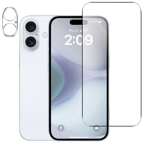 For iPhone 16 Plus Anti-Explosion 9H Tempered Glass Screen Protector + Camera Lens Protector - 1