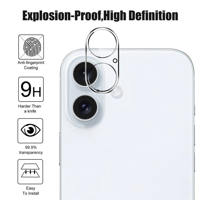 For iPhone 16 Plus Anti-Explosion 9H Tempered Glass Screen Protector + Camera Lens Protector - 3