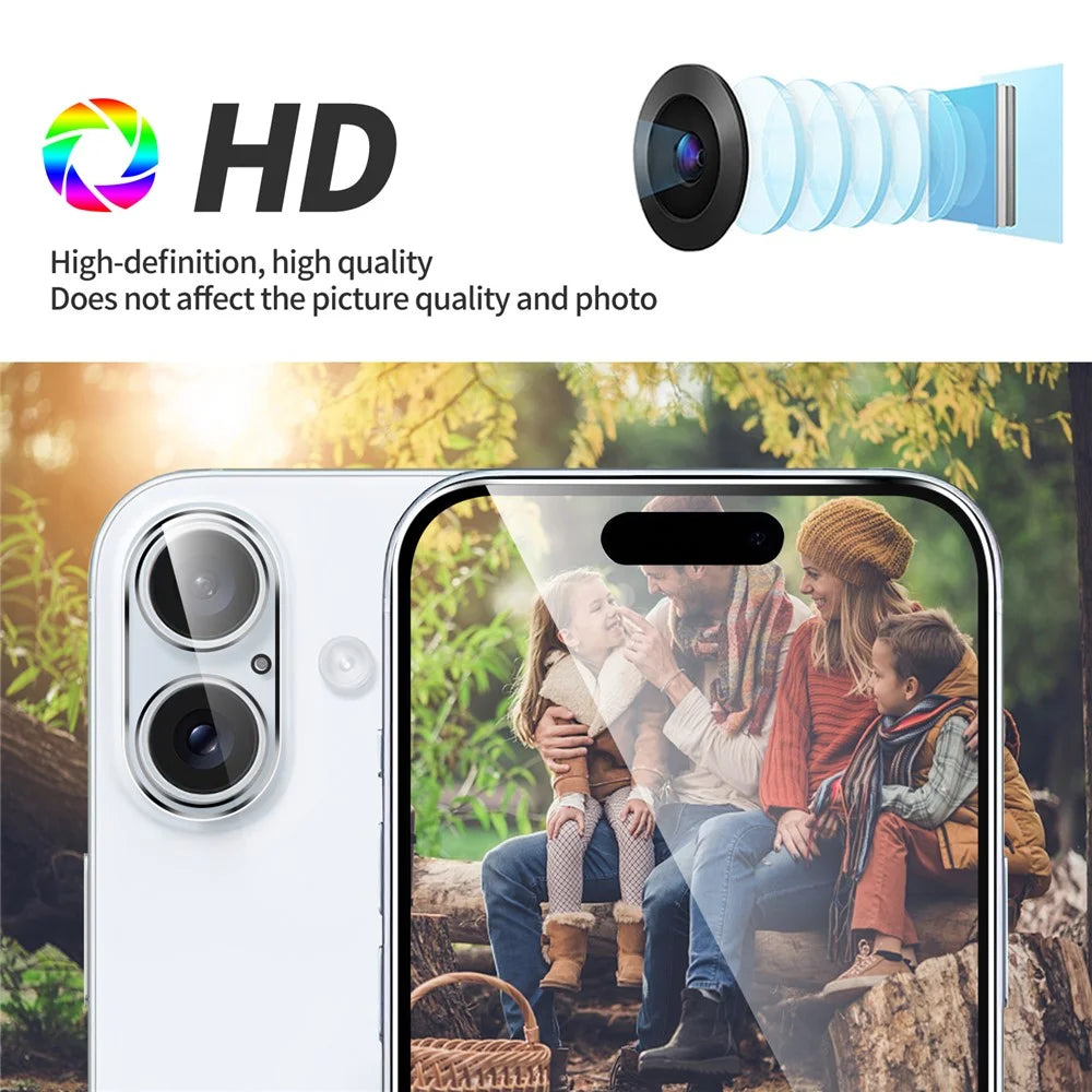 For iPhone 16 Tempered Glass Screen Protector + Full Coverage Camera Lens Protector - 2