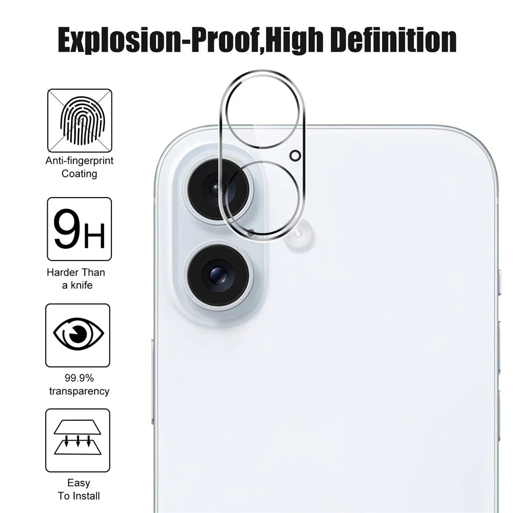 For iPhone 16 / 16 Plus Camera Lens Protector Tempered Glass Full Coverage Anti-Explosion Lens Film - 4