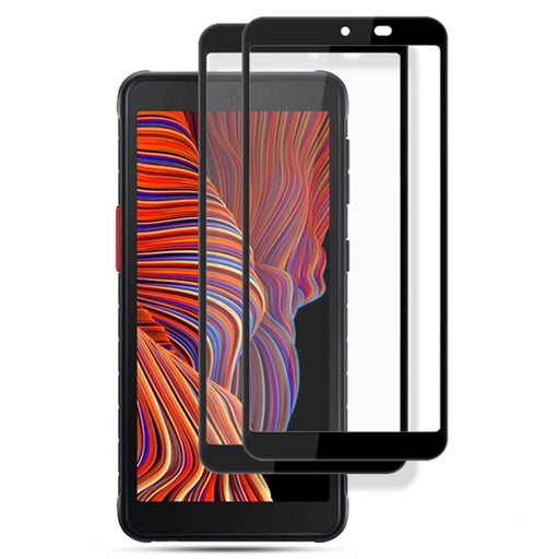 AMORUS 2Pcs  /  Set For Samsung Galaxy Xcover 5 Full Glue HD Anti-oil Tempered Glass Secondary Hardening Silk Printing Full Screen Protector - Black - 1