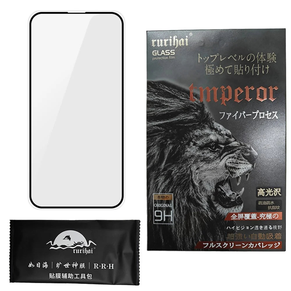RURIHAI For iPhone 16 Pro Full Screen Protector Electroplated Fingerprint-Resistant Coating - 5