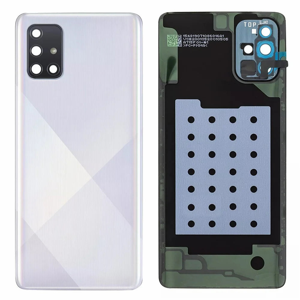 For Samsung Galaxy A71 4G SM-A715 Battery Housing with Adhesive Sticker+Camera Lens Cover - White - 1