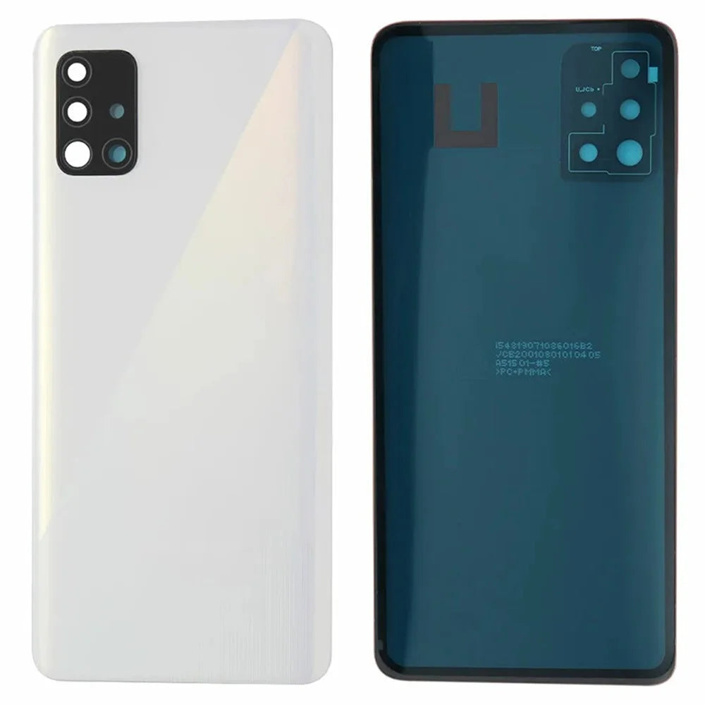 For Samsung Galaxy A51 4G SM-A515 Battery Housing with Adhesive Sticker + Camera Lens Cover (Without Logo) - White - 1
