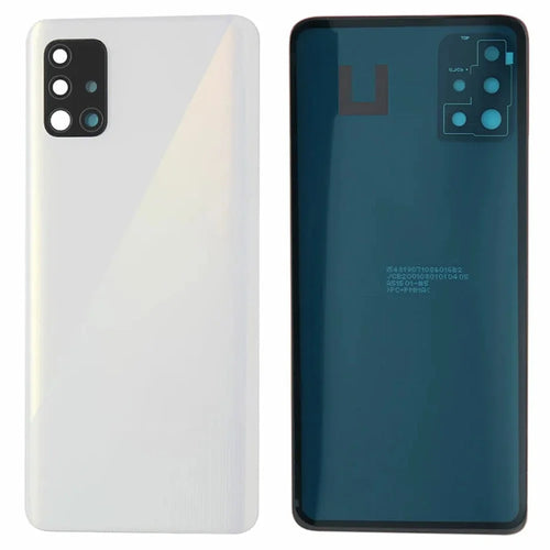 For Samsung Galaxy A51 4G SM-A515 Battery Housing with Adhesive Sticker + Camera Lens Cover (Without Logo) - White - 1