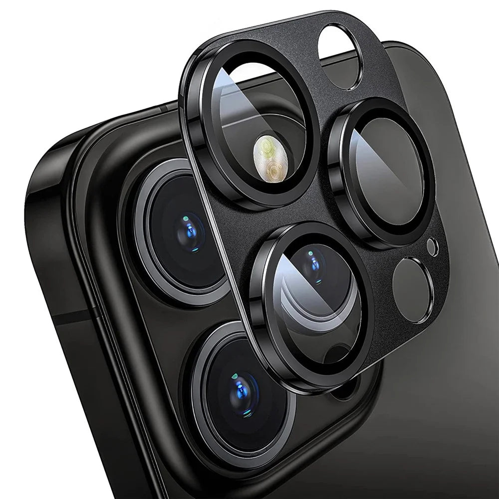 ENKAY HAT PRINCE For iPhone 16 Pro / 16 Pro Max Camera Lens Protector Aluminum Alloy + Tempered Glass - Black - 1