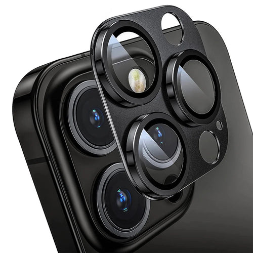 ENKAY HAT PRINCE For iPhone 16 Pro / 16 Pro Max Camera Lens Protector Aluminum Alloy + Tempered Glass - Black - 1