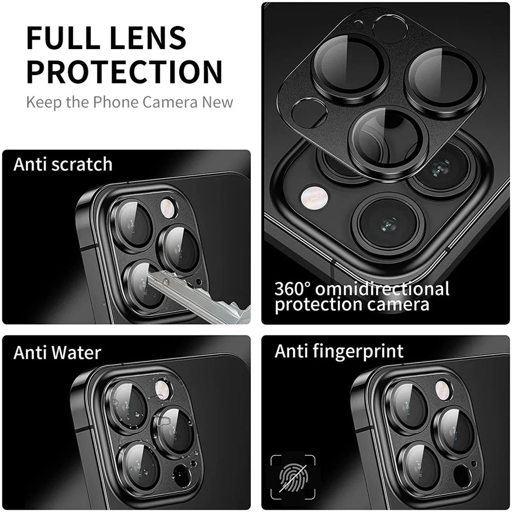 ENKAY HAT PRINCE For iPhone 16 Pro / 16 Pro Max Camera Lens Protector Aluminum Alloy + Tempered Glass - Black - 3