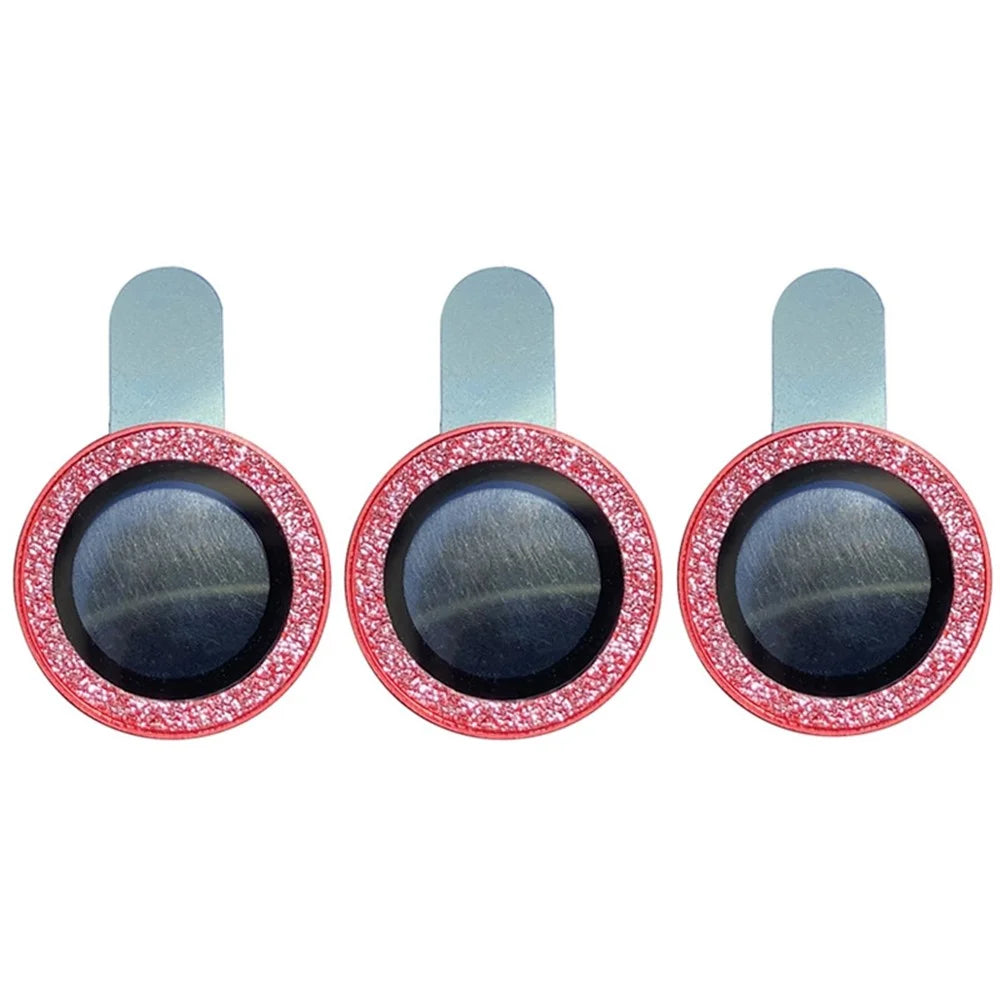 For iPhone 12 Pro 6.1 inch 3Pcs / Set Fine Glitter Powder Design Camera Lens Protector Anti-explosion Tempered Glass Lens Film - Red - 1