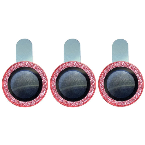 For iPhone 12 Pro 6.1 inch 3Pcs / Set Fine Glitter Powder Design Camera Lens Protector Anti-explosion Tempered Glass Lens Film - Red - 1