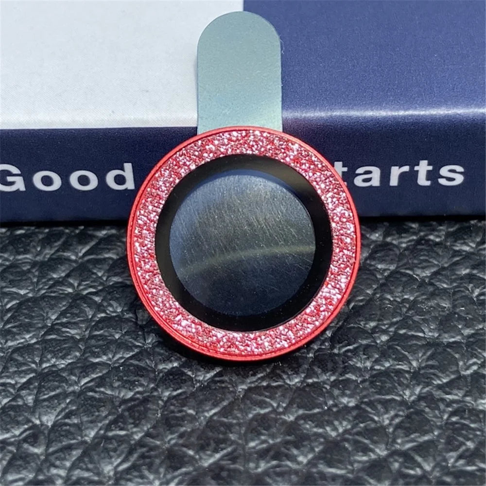For iPhone 12 Pro 6.1 inch 3Pcs / Set Fine Glitter Powder Design Camera Lens Protector Anti-explosion Tempered Glass Lens Film - Red - 2