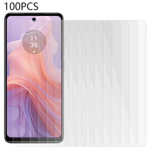 100Pcs for Motorola Moto G04 4G  /  G04s 4G  /  E14 4G  /  G24 4G  /  G24 Power Tempered Glass Phone Screen Protector HD Clear (No Package, with Wipes Set, Dust-absorber, Guide Sticker) - 1