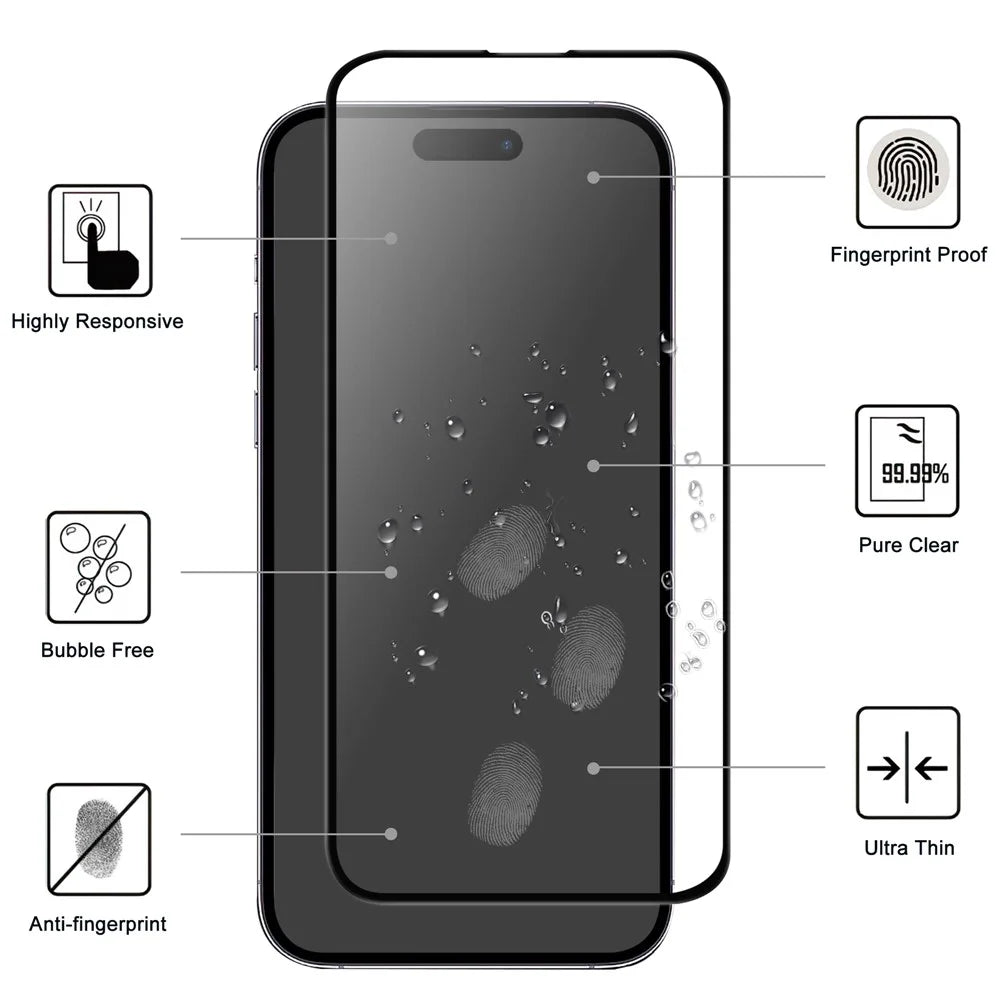 For iPhone 16 AGC Tempered Glass with Black Edge Full Glue Full Coverage Screen Protector - 2