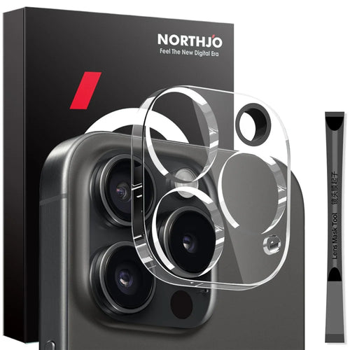 NORTHJO For iPhone 16 Pro  /  16 Pro Max Tempered Glass Camera Lens Protector HD Clear 3D Full Coverage - 1
