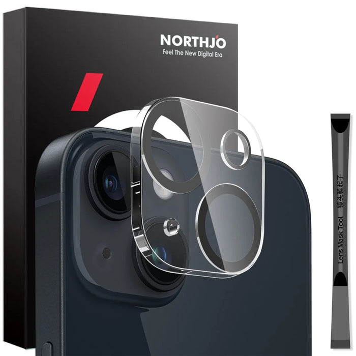 NORTHJO For iPhone 14 / 14 Plus Black Circles Camera Lens Protector Tempered Glass HD Clear 3D Full Coverage - 1