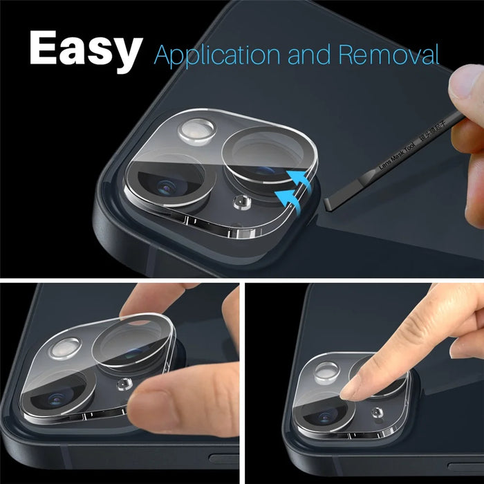 NORTHJO For iPhone 14 / 14 Plus Black Circles Camera Lens Protector Tempered Glass HD Clear 3D Full Coverage - 6