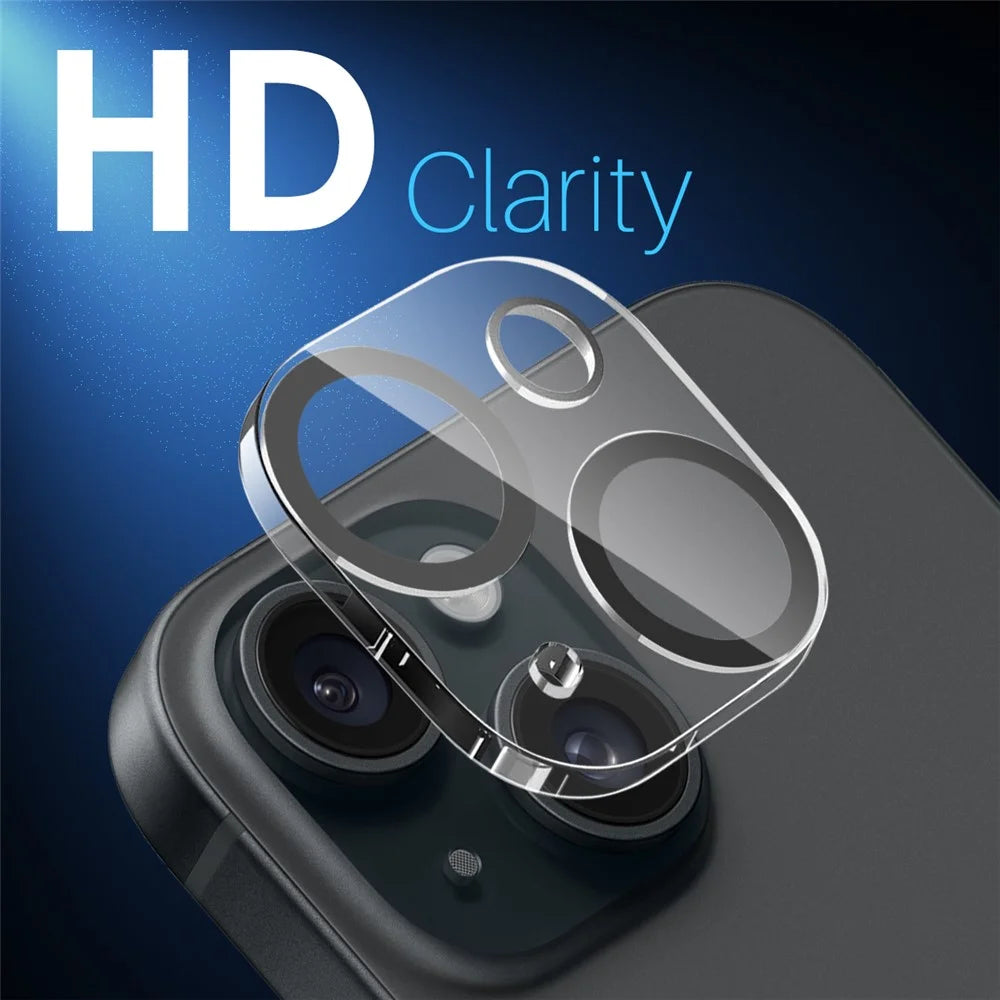 NORTHJO For iPhone 15 / 15 Plus Tempered Glass Camera Lens Protector Black Circles HD Clear 3D Full Coverage - 3