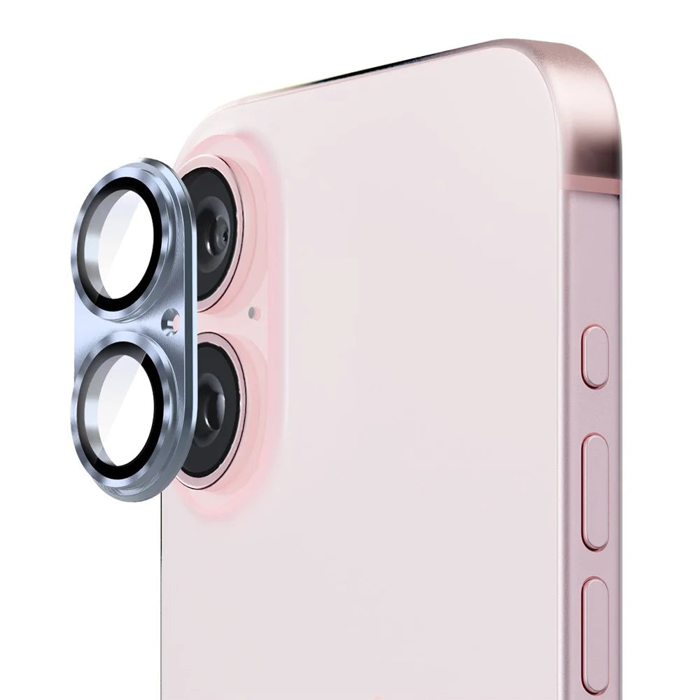 ENKAY HAT PRINCE For iPhone 16 / 16 Plus Integrated Camera Lens Protector Aluminum Alloy + Tempered Glass Lens Film - Blue - 1