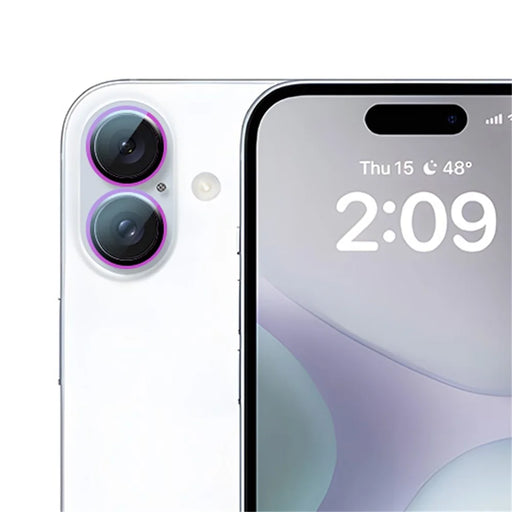 RURIHAI For iPhone 16 / 16 Plus Camera Lens Film Titanium Alloy Ring+Tempered Glass Lens Protector - Pink - 2