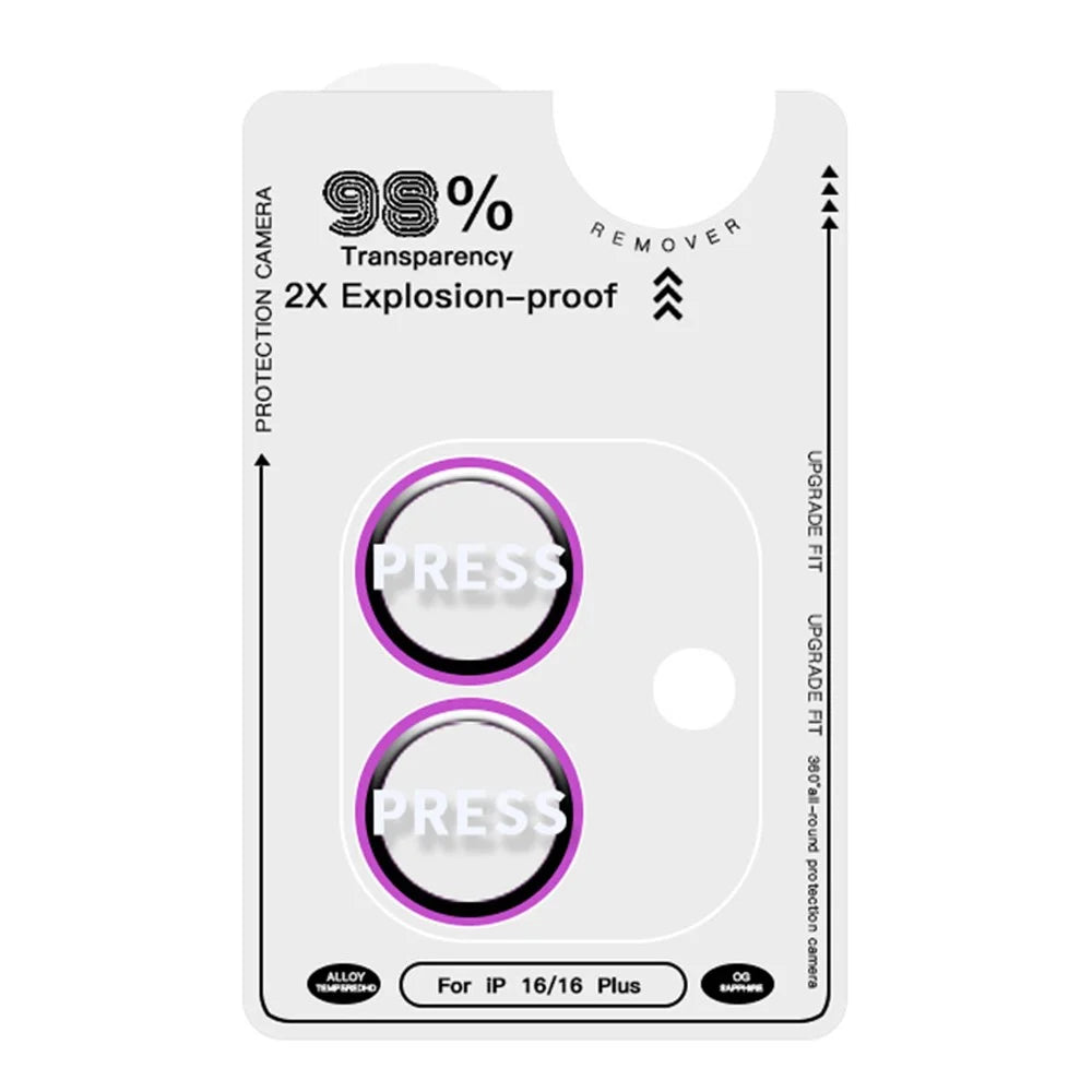 RURIHAI For iPhone 16 / 16 Plus Camera Lens Film Titanium Alloy Ring+Tempered Glass Lens Protector - Pink - 3