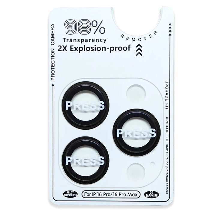 RURIHAI For iPhone 16 Pro  /  16 Pro Max Tempered Glass AR Camera Lens Protector with Titanium Alloy Ring - Black - 4