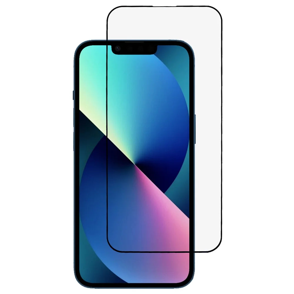 For iPhone 13 / 13 Pro  / iPhone 14 Screen Protector Ultra Clear Metal Frame + Tempered Glass Film - 1