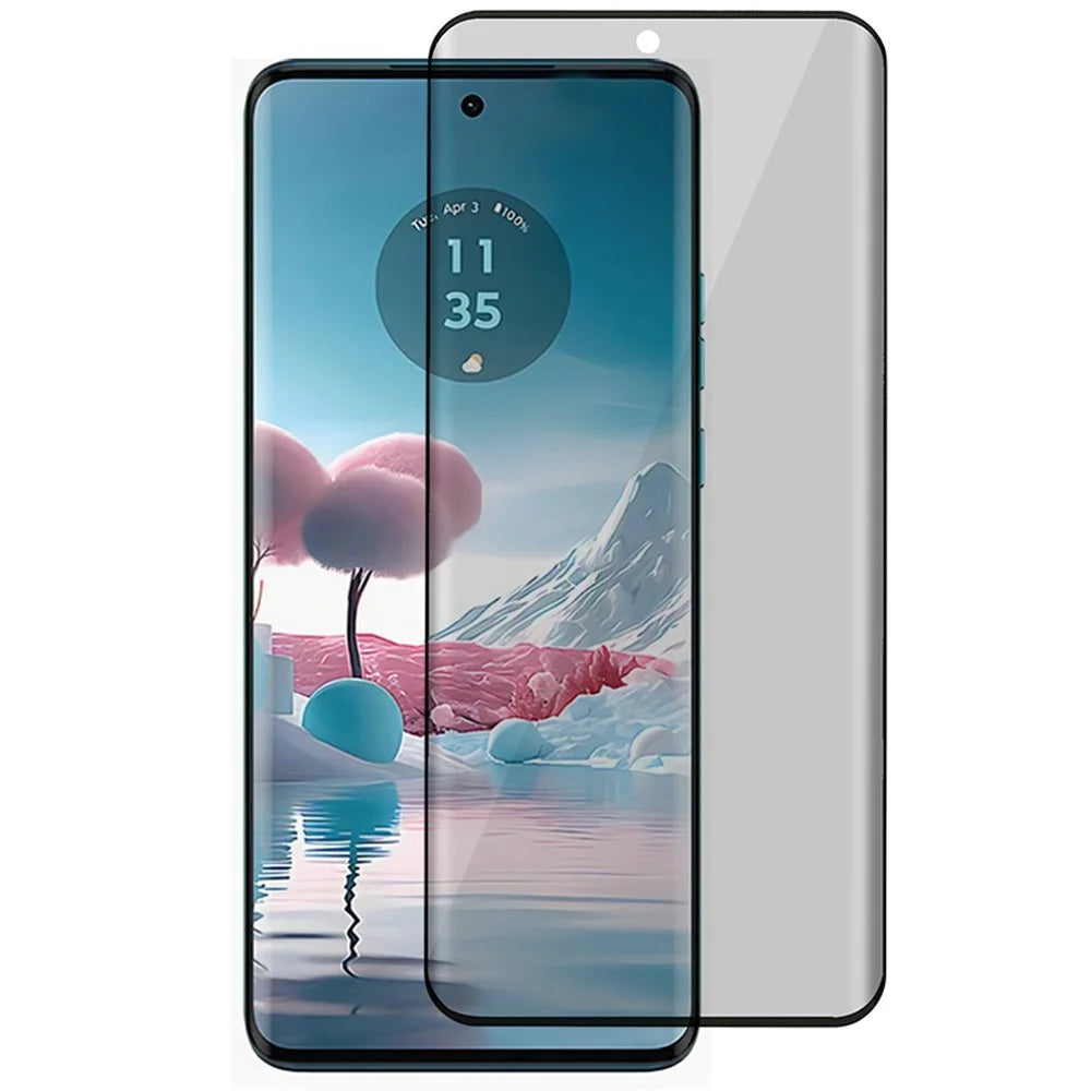 For Motorola Edge 40 Neo 5G Anti-Peep Full Screen Protector 3D Curved Edge Tempered Glass Film - 1