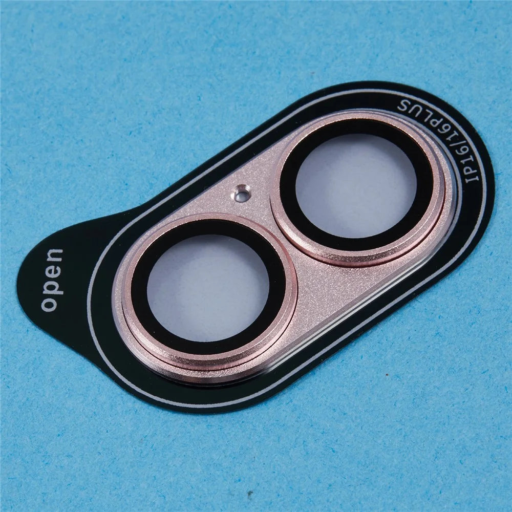 For iPhone 16 / 16 Plus Camera Lens Protector Clear Tempered Glass Lens Film - Rose Gold - 4