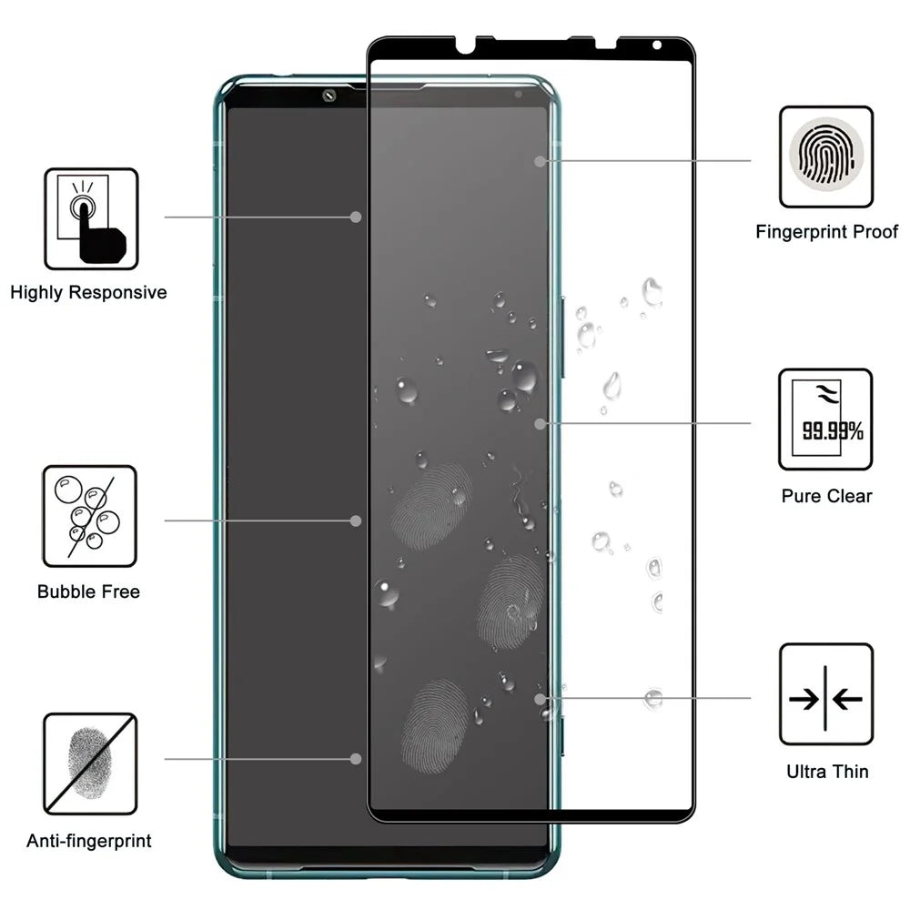 For Sony Xperia 5 IV Black Edge Tempered Glass Screen Protector Anti-explosion HD Clear Anti-Fingerprint Full Glue AGC Screen Film - 2