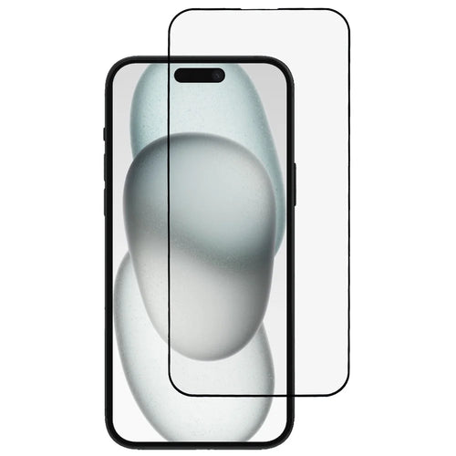 For iPhone 15 Pro Screen Protector Ultra Clear Metal Frame + Tempered Glass Film - 1