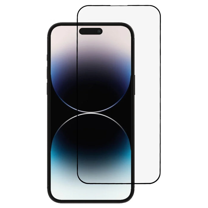 For iPhone 14 Pro Screen Protector Ultra Clear Metal Frame + Tempered Glass Film - 1