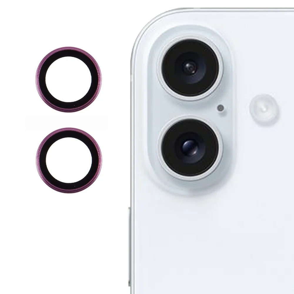 For iPhone 16 / 16 Plus Camera Lens Film Electroplating AF+AR Tempered Glass Lens Protector - Purple - 1
