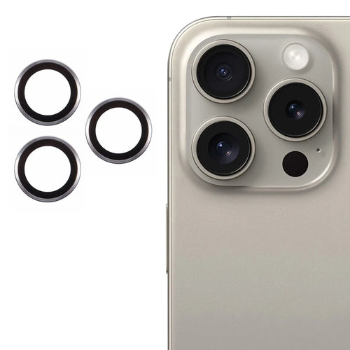 For iPhone 16 Pro / 16 Pro Max Camera Lens Protector Electroplated AR Metal Frame+Tempered Glass Lens Film - Silver - 1