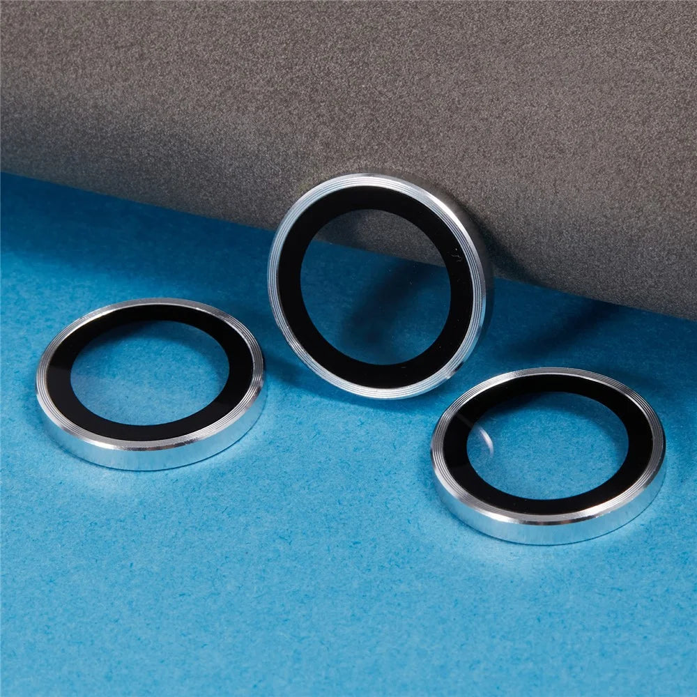 For iPhone 16 Pro / 16 Pro Max Camera Lens Protector Electroplated AR Metal Frame+Tempered Glass Lens Film - Silver - 5