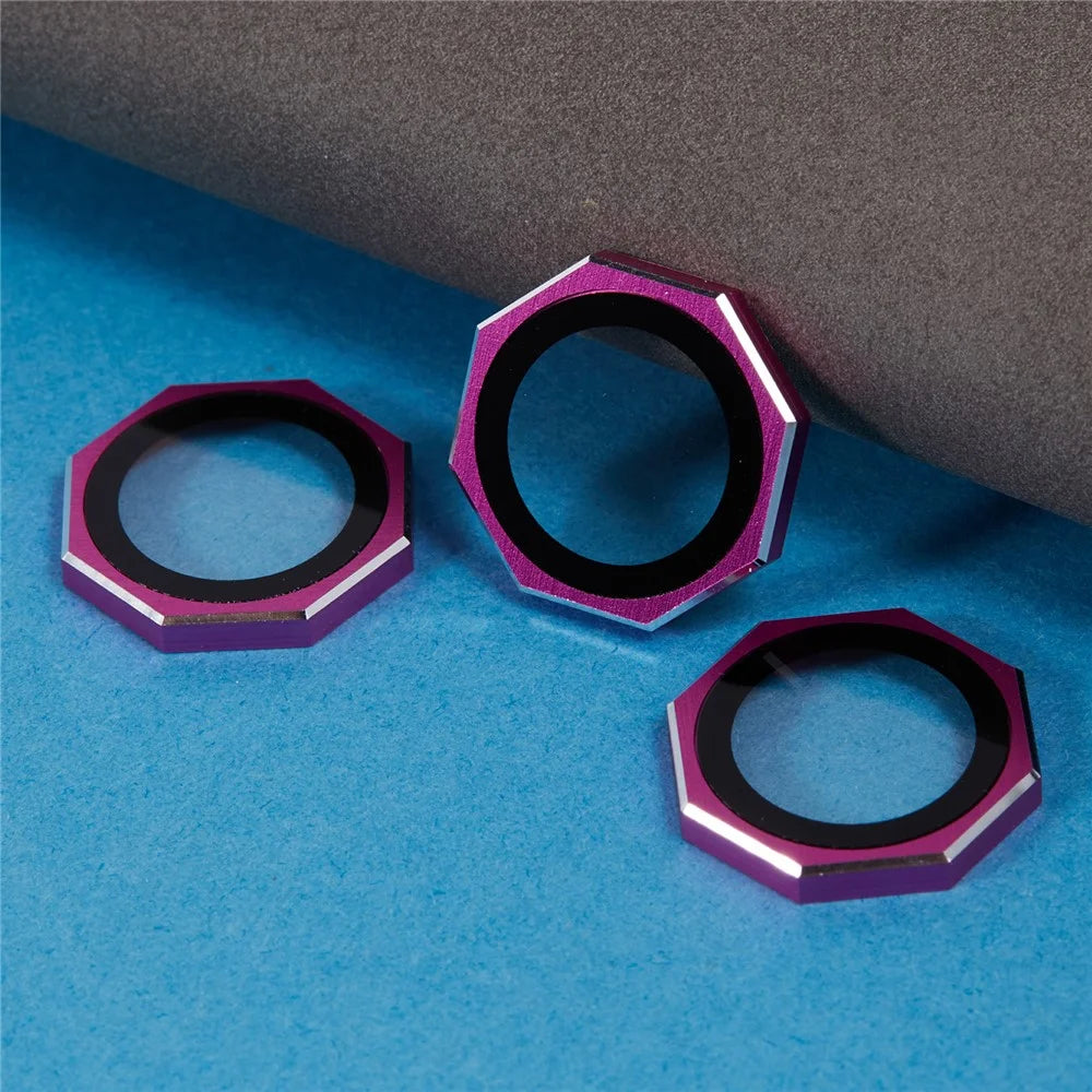For iPhone 16 Pro / 16 Pro Max Camera Lens Protector Octagonal AF+AR Tempered Glass Lens Film - Rose - 4