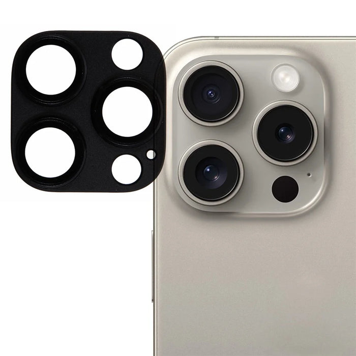 For iPhone 16 Pro / 16 Pro Max Camera Lens Protector Clear Integrated Tempered Glass Lens Film - Black - 1