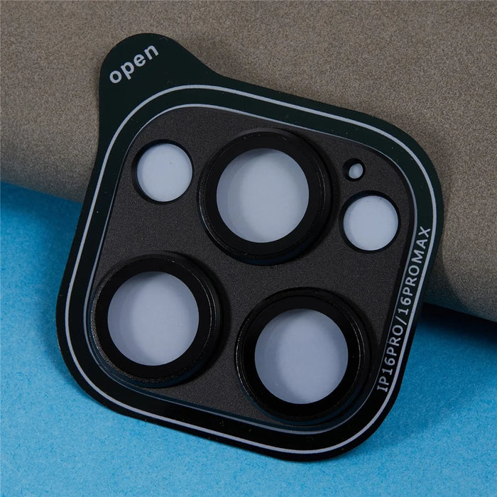 For iPhone 16 Pro / 16 Pro Max Camera Lens Protector Clear Integrated Tempered Glass Lens Film - Black - 3